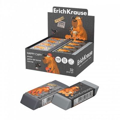 Ластик ErichKrause Happy Capy, 60 х 25 х 10, серый