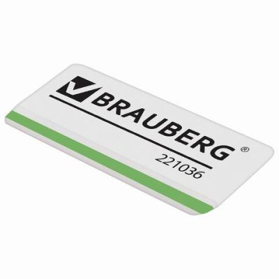 Ластик BRAUBERG «Line», 57х18х8 мм, белый, прямоугольный, скошенные края, 221036