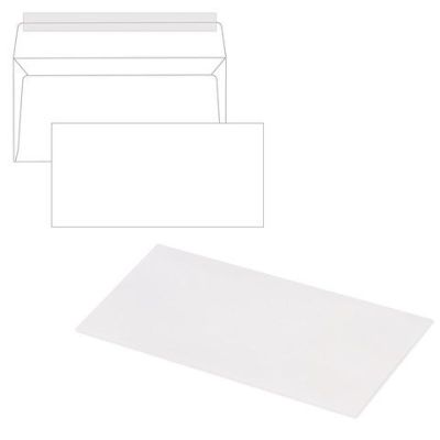 Конверт DL евро Е65 отрывная полоса STRIP, белые, 110х220мм, 1 ШТ.