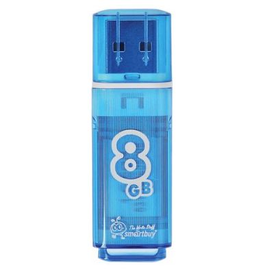 Память USB2.0 Flash 8 GB, SMARTBUY Glossy, синий SB8GBGS-B