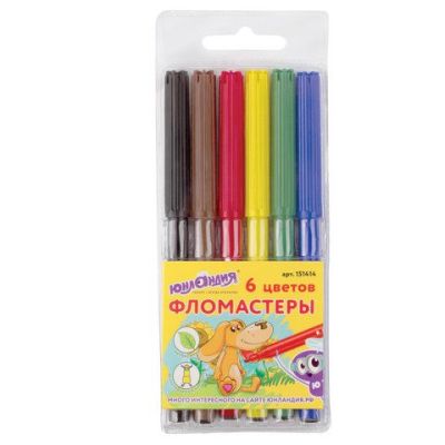Фломастеры 06 цв. ЮНЛАНДИЯ, «УРОКИ РИСОВАНИЯ», вентилируемый колпачок, ПВХ, 151414