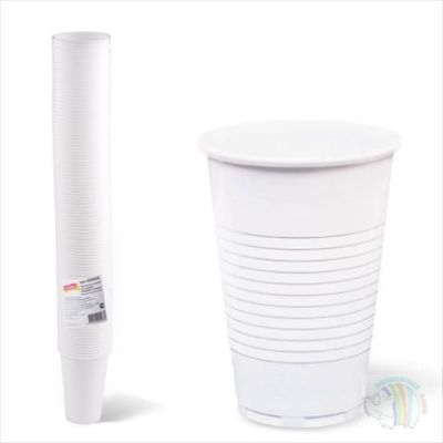 Стакан белый (0,2)  пластиковый одноразовый в упаковке 100 шт.