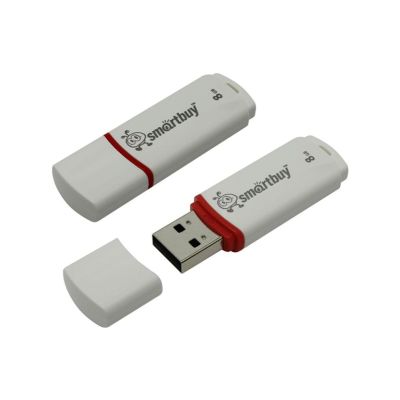 Память USB2.0 Flash 8 GB, SMARTBUY Crown белый