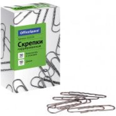 Скрепки 50 мм 50 шт OfficeSpace гофрированные карт.упак