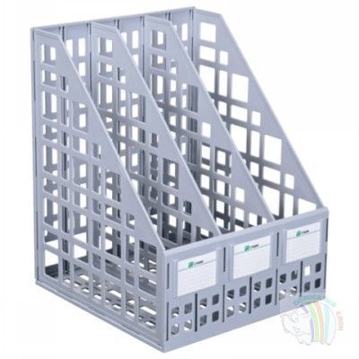 Лоток для бумаг вертикальный 3 секции СТАММ серый