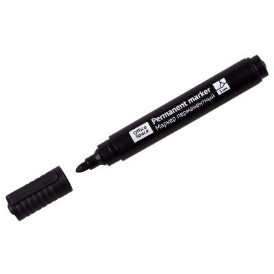 Маркер перманентный (нестираемый) OfficeSpace «8004А» черный, пулевидный, 3мм