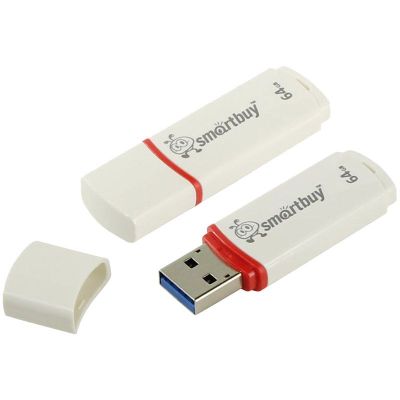 Память USB2.0 Flash 64Gb  Smart Buy «Crown» Flash Drive, белый