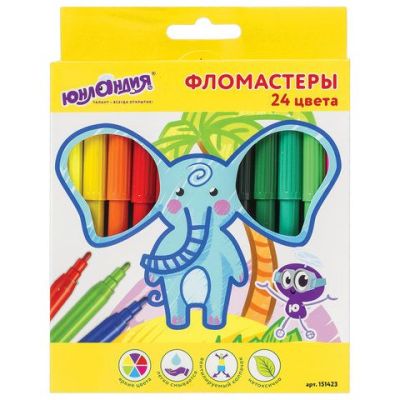 Фломастеры 24 цв ЮНЛАНДИЯ «ЭКЗОТИКА», вентилируемый колпачок, картон, 151423