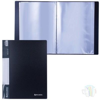 Папка 30 файлов А4, BRAUBERG Стандарт, черная, 0,6мм, 221600