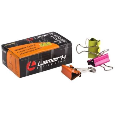 Зажим для бумаг 25 мм цветные НЕОН Lamark,  1ШТ