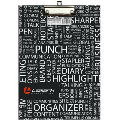 Планшет А4 LAMARK с верхним прижимом картон ламинированный, Буквенный принт