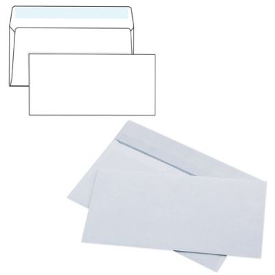Конверт DL евро 110х220, Е65, отрывная полоса STRIP, белые,  внутр.запечатка., 1 ШТ.