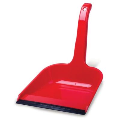 Совок для мусора, высокая ручка, пластик, красный ПОЛИМЕРБЫТ