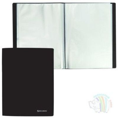 Папка 60 файлов А4 BRAUBERG бюджет, черная, 0,6мм