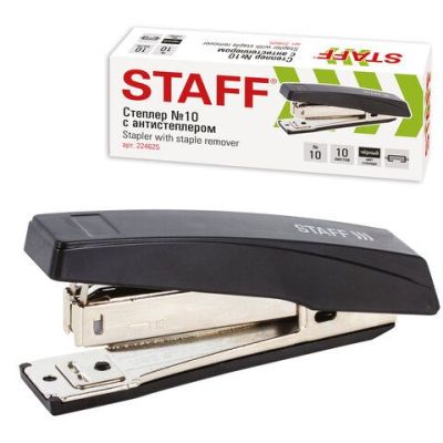 Степлер №10 STAFF "«Basic» до 10 л, металлический механизм, черный