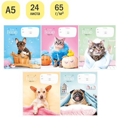 Тетрадь 24 л. А5 линия ArtSpace «Питомцы. Happy time», эконом