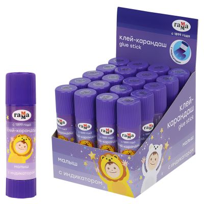 Клей-карандаш 15 г Гамма «Малыш», с индикатором, ПВП