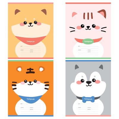 Тетрадь 12 л. частая косая линия MESHU «Lovely face»