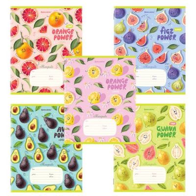 Тетрадь 18 л. линия BRAUBERG, обложка картон, «ФРУКТЫ», 106482