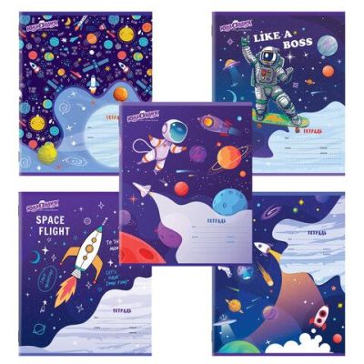 Тетрадь 12 л. А5 клетка ЮНЛАНДИЯ, обложка картон, «КОСМОС»