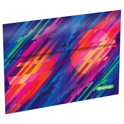 Папка-конверт на кнопке А4 Berlingo «Glitch», 330мкм, с рисунком