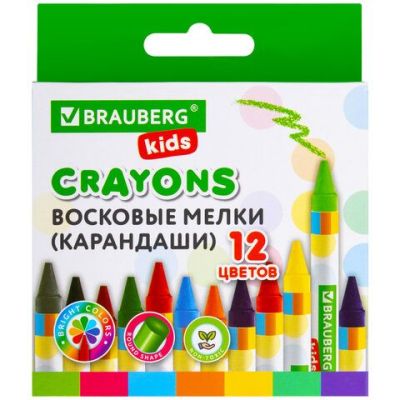 Мелки восковые 12 цв. BRAUBERG KIDS