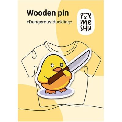 Значок деревянный MESHU «Dangerous animals», каширование