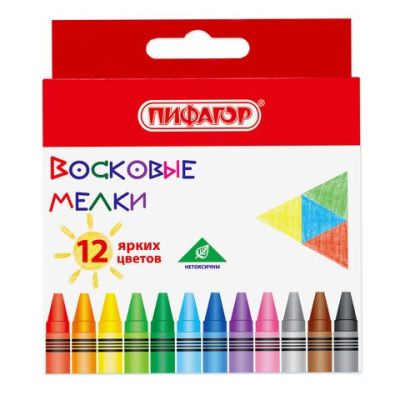 Мелки восковые 12 цветов ПИФАГОР «СОЛНЫШКО», 227279