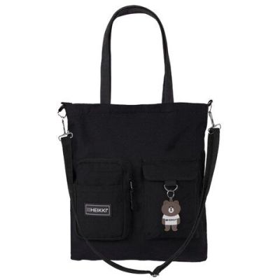 Сумка шоппер HEIKKI EQUIP (ХЕЙКИ), канвас, карманы, 38х35 см, черный