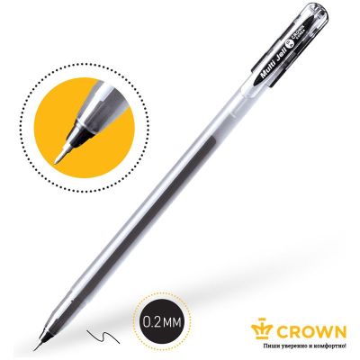 Ручка гелевая Crown «Multi Jell» черная, 0,4мм, игольчатый стержень