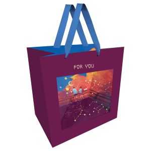 Пакет подарочный 23*18*10см MESHU «Love story», отд. фольгой, с окошком