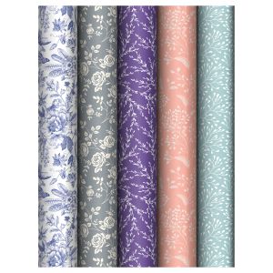 Бумага упаковочная глянц. 70*100см, MESHU «Grace pattern», 80 г/м2, ассорти, 5 дизайнов
