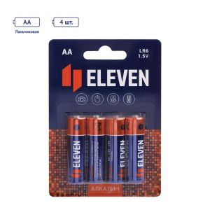 Батарейка Eleven AA (LR6) алкалиновая, BC4, КОМПЛЕКТ 4 шт.