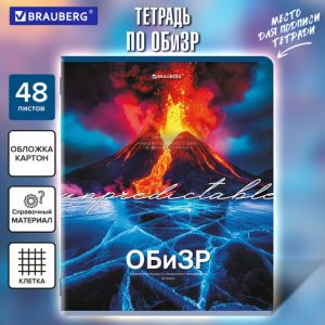 Тетрадь предметная 48 л. КЛАССИКА ПРИРОДА, облож. картон, ОБиЗР, клетка, подсказ, BRAUBERG, 405094