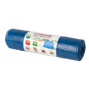 Мешки для мусора с завязками 120 л. синие, в рулоне 10 шт., LAIMA, 601399