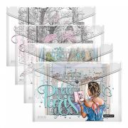 Папка-конверт на кнопке ErichKrause® Dreamy Girls, A4, ассорти 54911