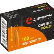 Скрепки 28 мм 100 шт., LAMARK, под золото