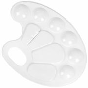 Палитра для рисования ПИФАГОР «ЭНИКИ-БЕНИКИ», белая, овальная, 10 ячеек (6 ячеек для красок и 4 для смешивания), 192352