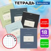 Тетрадь А5 18 л. КЛЕТКА BRAUBERG, обложка картон, CLASSIC, 107297