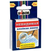 Клейкая лента 19мм*33м, Unibob, невидимая, матовая, картонная упаковка, европодвес 51713