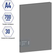 Папка 30 файлов (с прозрачными вкладышами) Berlingo Soft Touch А4, 17мм, 700мкм, серая, с вн. карм