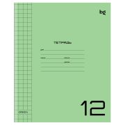 Тетрадь 12л., крупная клетка BG «UniTone. Green», пластиковая прозрачная обложка Т5ск12_пл 57703