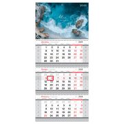 Календарь квартальный 2026 3 бл. на 3 гр., 295*660 мм BG «Морской прибой», с бегунком, 380948