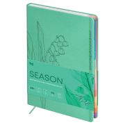 Еженедельник датированный 2026г., А6+, 80л., мягкий переплет, кожзам, BG «Season. May lily», зеленый