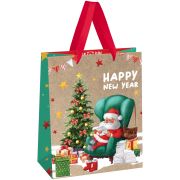 Пакет подарочный 18*23*10см MESHU «Santa», крафт MS_61637