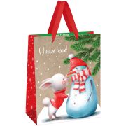 Пакет подарочный 26*32*12см MESHU «Snowman», крафт MS_61645