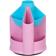 Организатор (органайзер настольный) СТАММ «Mini Desk», пластиковая, вращающ., розовый/бирюзовый