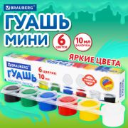 Гуашь BRAUBERG «PREMIUM», 6 цветов по 10 мл, 191906