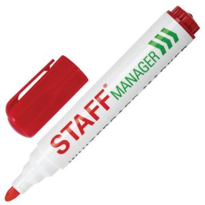 Маркер для доски STAFF, КРАСНЫЙ, с клипом, круглый наконечник 5 мм, 151493