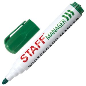 Маркер для доски STAFF, ЗЕЛЕНЫЙ, с клипом, круглый наконечник 5 мм, 151494